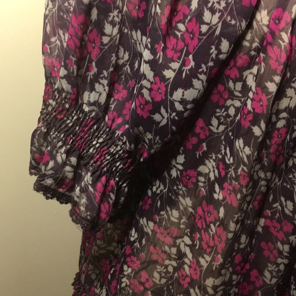 NWOT Forever 21 sheer flower print peasant blouse - Picture 5 of 8